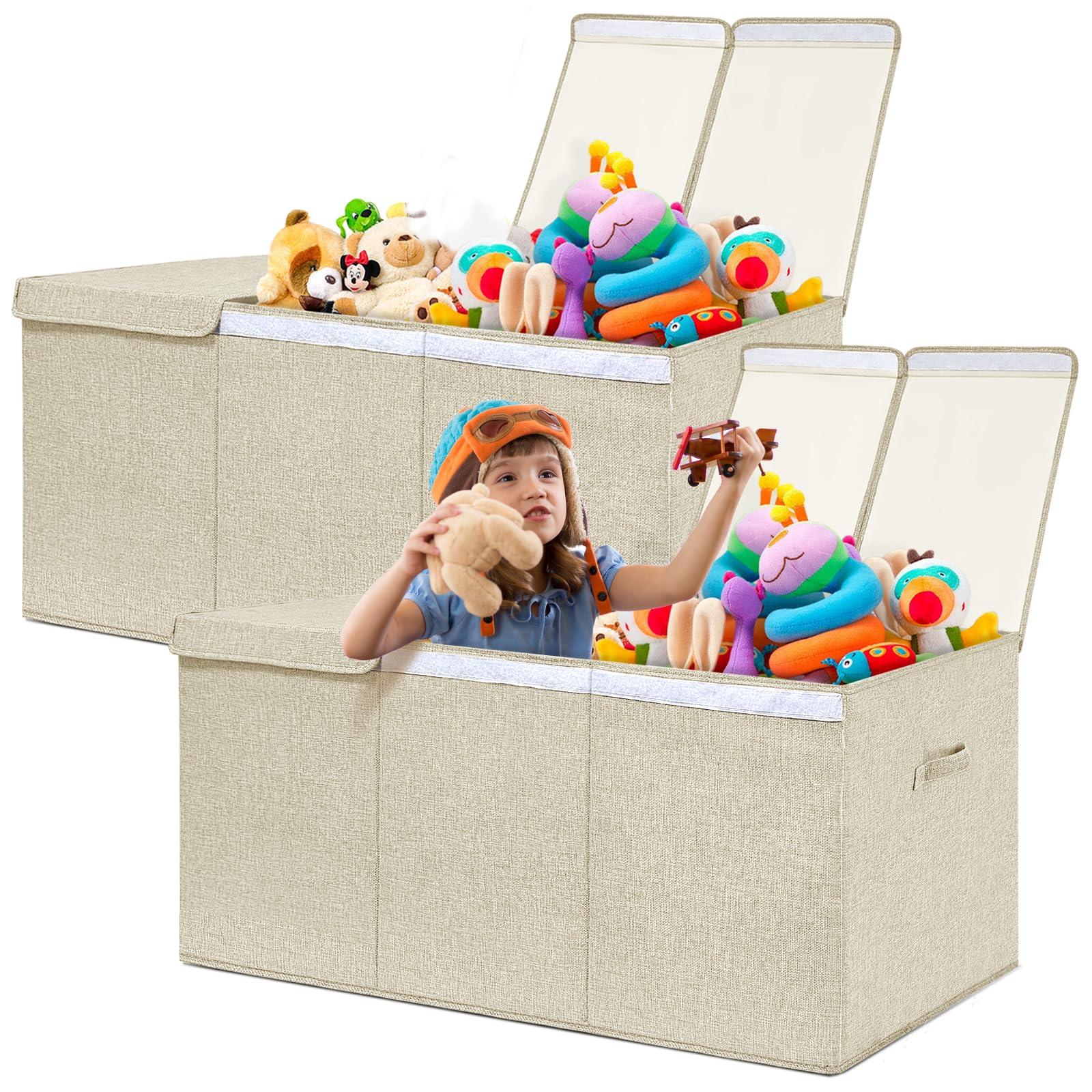 2 Pack Extra Large Fabric Toy Box Storage Container - Hoyula