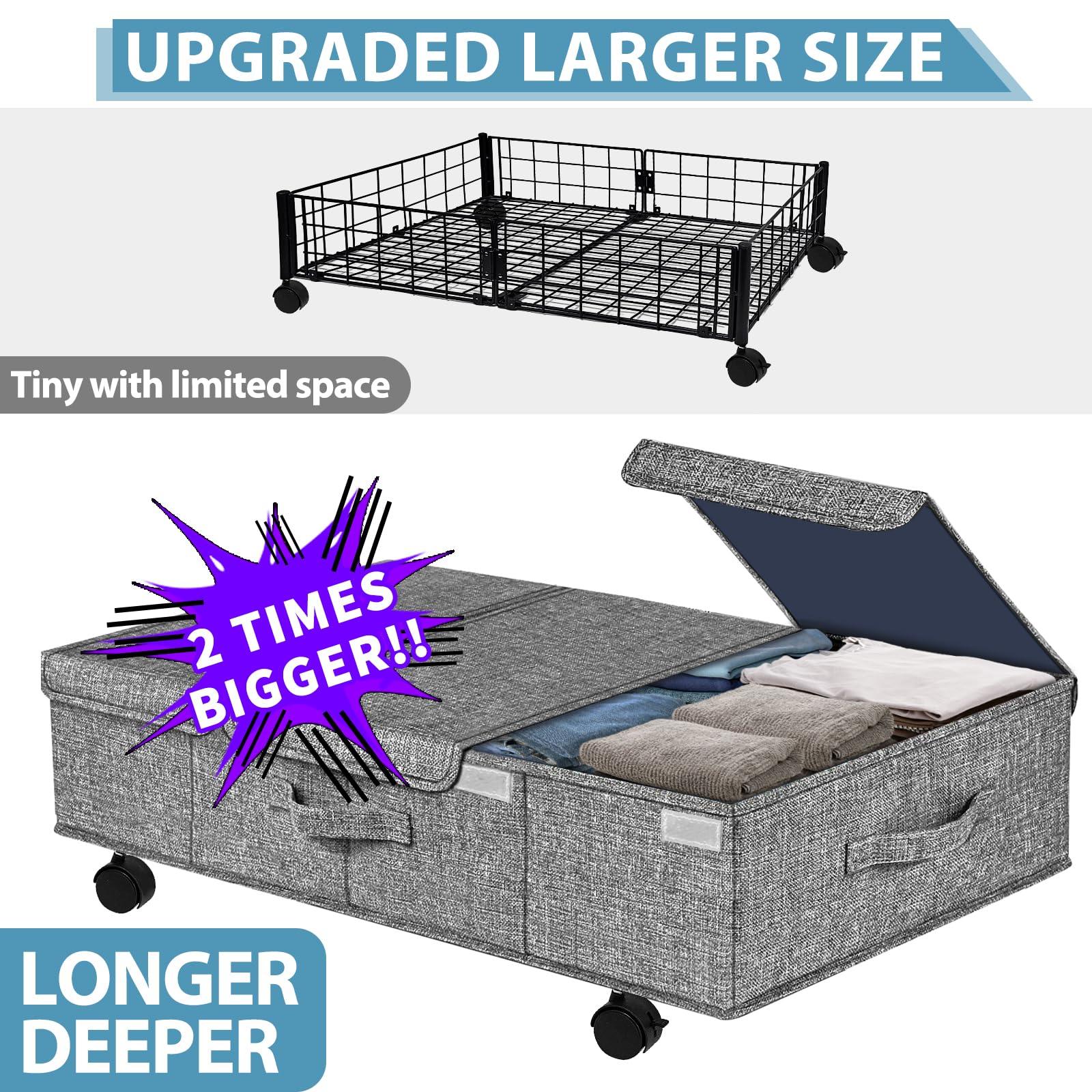 Dark Gray Deep Under Bed Storage Container with Wheels - Hoyula