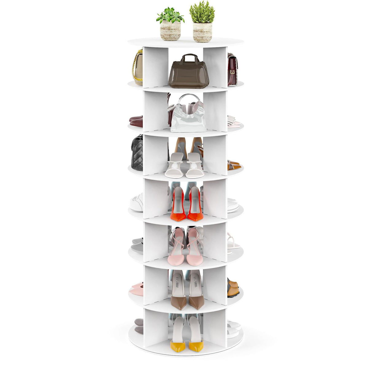 Rotating Shoe Rack 7-Tier Wood Shoe Organizer - Hoyula