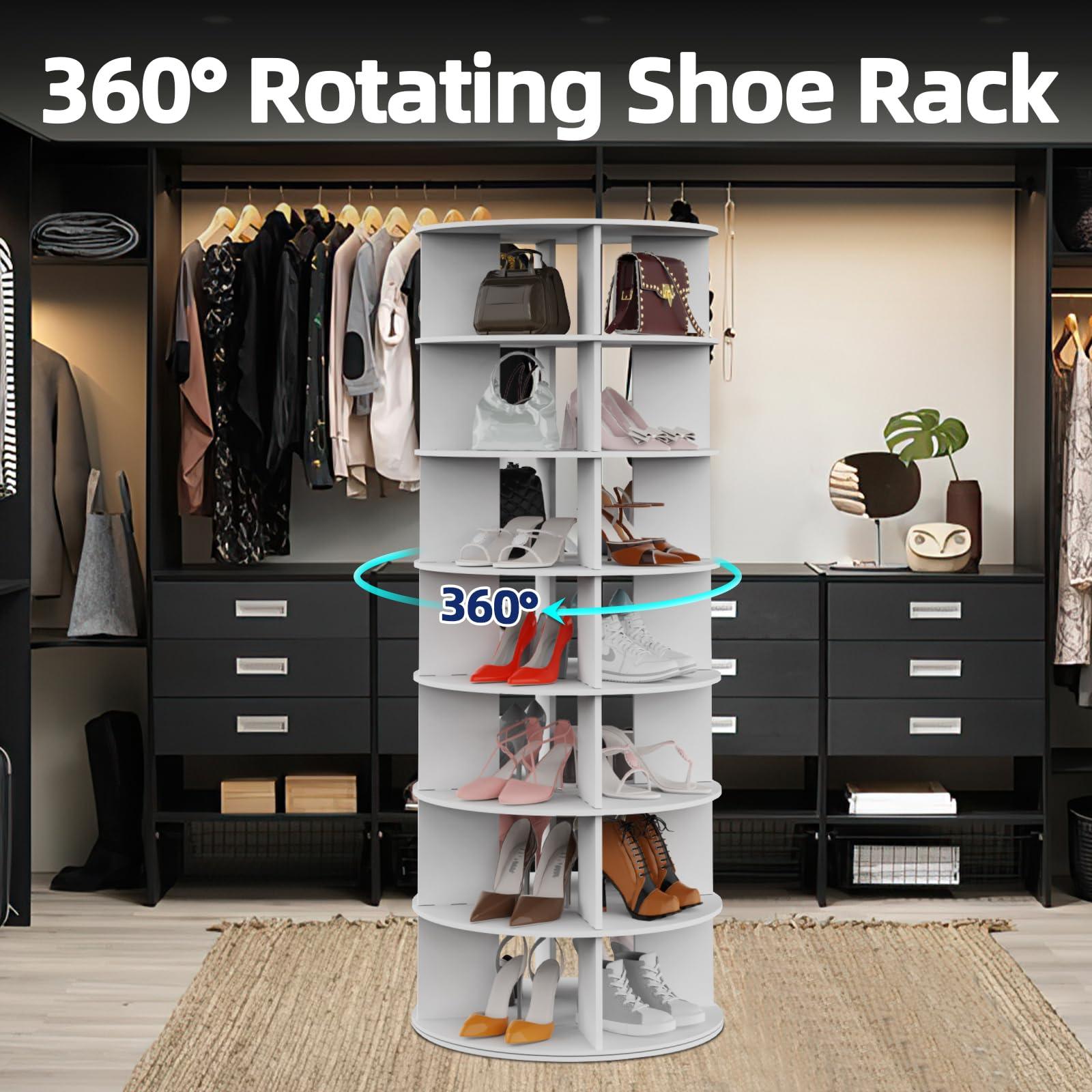 Rotating Shoe Rack 7-Tier Wood Shoe Organizer - Hoyula